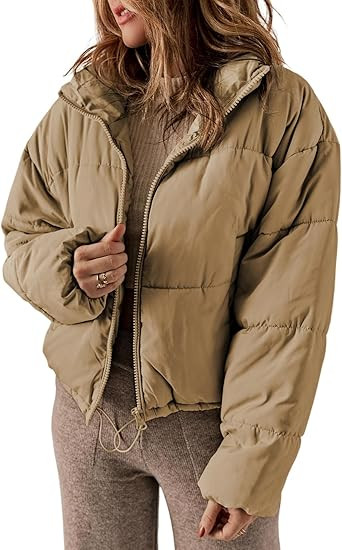 Dokotoo Womens Winter Quilted Jackets Long Sleeve Full Zip Puffer Jacket Coats with Pockets | Amazon (US)