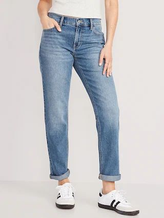 Mid-Rise Boyfriend Straight Jeans for Women | Old Navy (US)