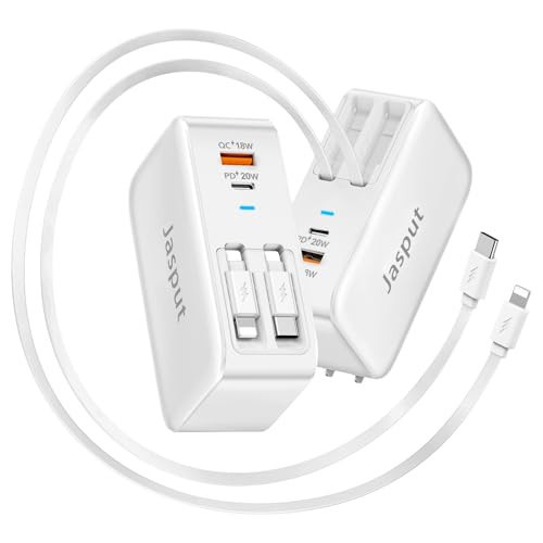 4 in 1 Retractable Wall Charger with Dual Cables,40W Retractable Phone Charger Wall Plug with Dual USB Ports,20W USB C Chargers Block Fast Charging for iPhone 17 16 15 14 13,LG, Galaxy S24 23,Pixel | Amazon (US)