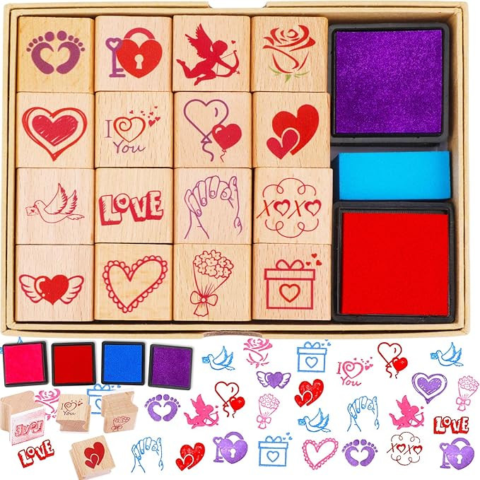 HOWAF Valentines Day Stamps for Kids Toddler Crafts Valentines Party Favors School Classroom, 20p... | Amazon (US)