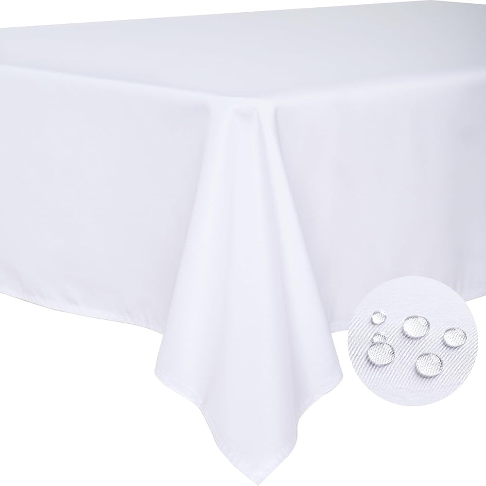 BYDOLL Table Cloth White 60x84 Inch Tablecloth for 6 Foot Rectangle Tables Outdoor Washable Wrink... | Amazon (US)