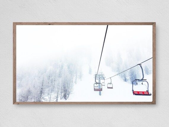 Samsung Frame TV Art Winter Ski Lift Instant Download | Etsy | Etsy (US)