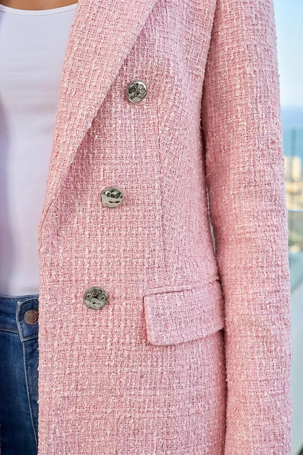 Pink Roman Tailored Longline Boucle Jacket | Boohoo | Boohoo.com (UK & IE)
