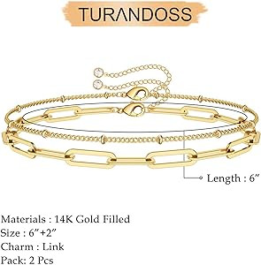 Dainty Gold Bracelets for Women, 14K Gold Filled Adjustable Layered Bracelet Cute Evil Eye Oval C... | Amazon (US)
