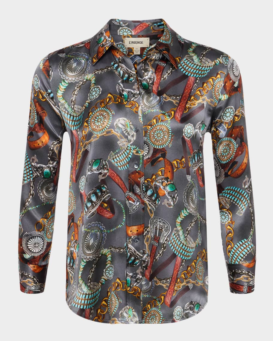 Dani Button-Front Silk Blouse | Neiman Marcus