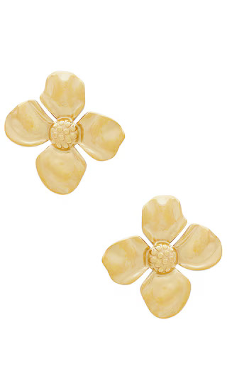 Solid Four Leaf Flower On The Ear Stud Earring in Gold | Revolve Clothing (Global)