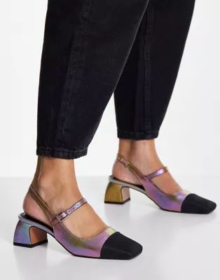 ASOS DESIGN Syon mary jane mid heeled shoes in multi | ASOS (Global)