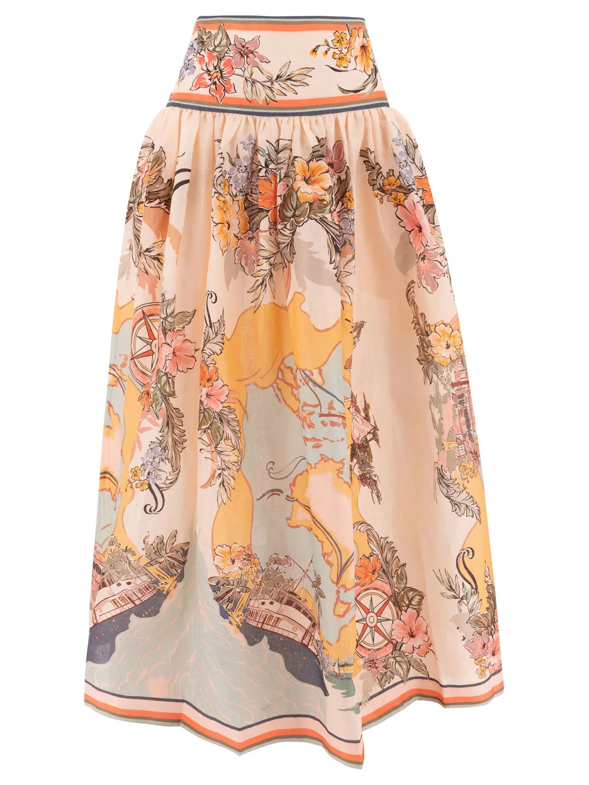 Zimmermann Tallow Midi Skirt | Cettire Global