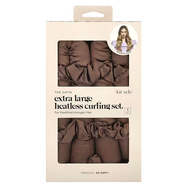 Kitsch, The Satin Heatless Curling Set, Extra Large, Chocolate, 1 Set | iHerb