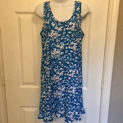 Draper James S/M Pull On Tank Dress  Blue White Floral Ruffle Hem So Cute EUC! | eBay US