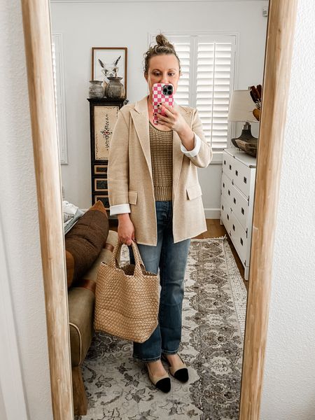 Business casual look! Love these Madewell jeans!! Wearing a 28, true to size. And this Madewell tank top is so cute! Wearing a large. Pair it with a blazer and you’re set! 

#LTKsalealert #LTKxMadewell #LTKover40