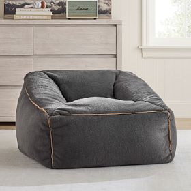 Large Camden Faux Fur Charcoal Modern Bean Bag Lounger | Pottery Barn Teen