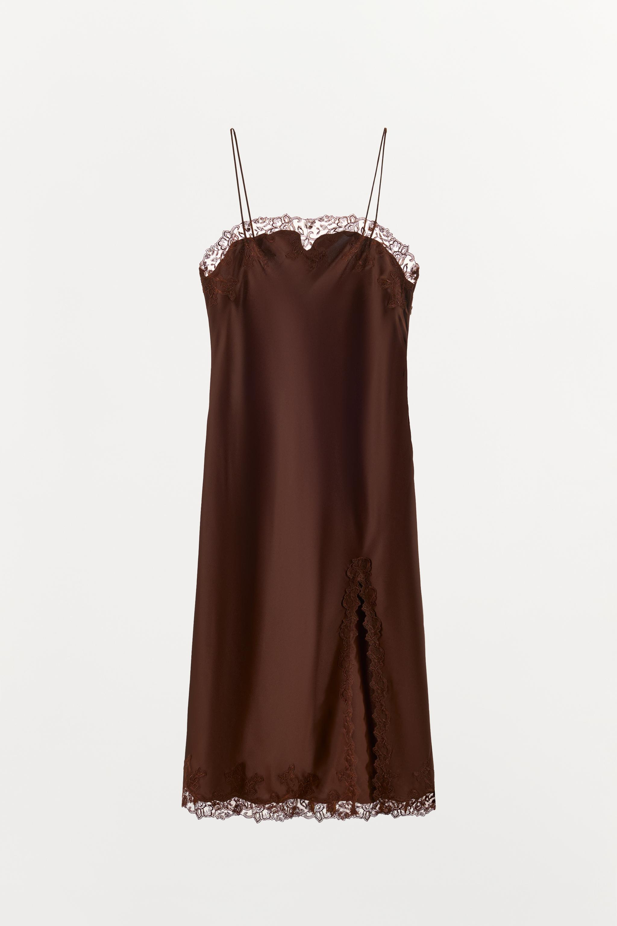 SATIN EFFECT LACE MIDI DRESS | Zara US