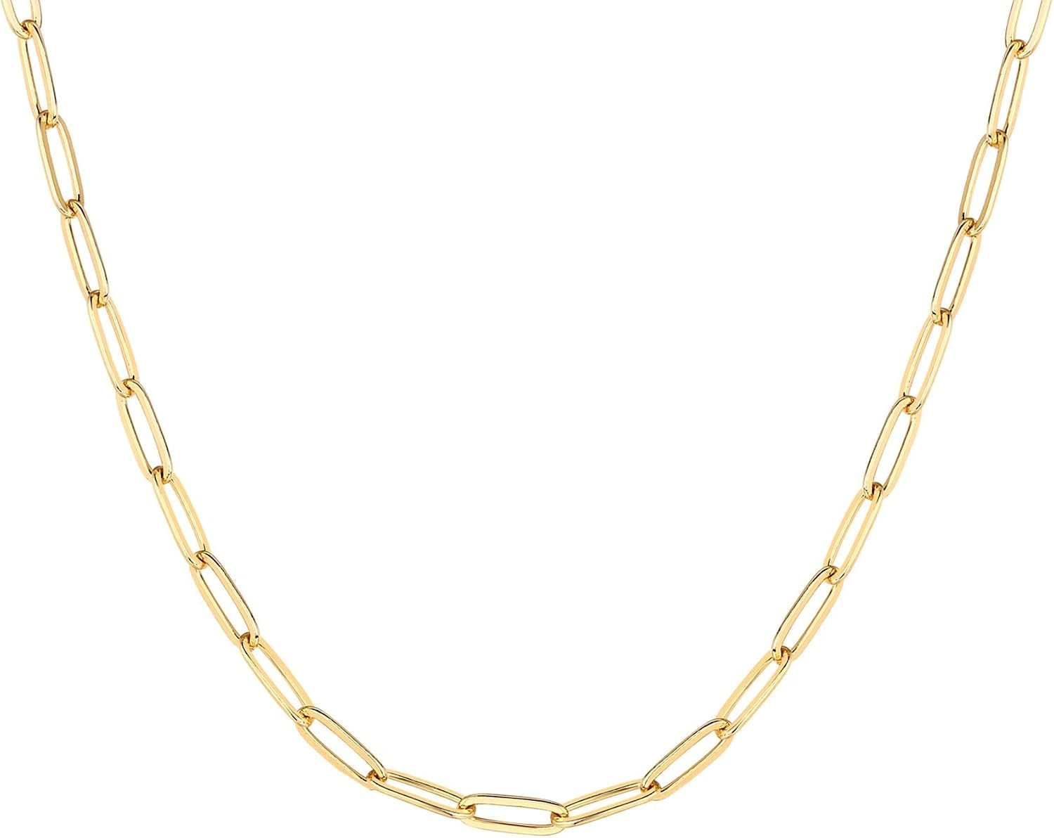 PAVOI Chain Necklace for Women, 14K Gold Plated Adjustable Layering Chain | Amazon (US)