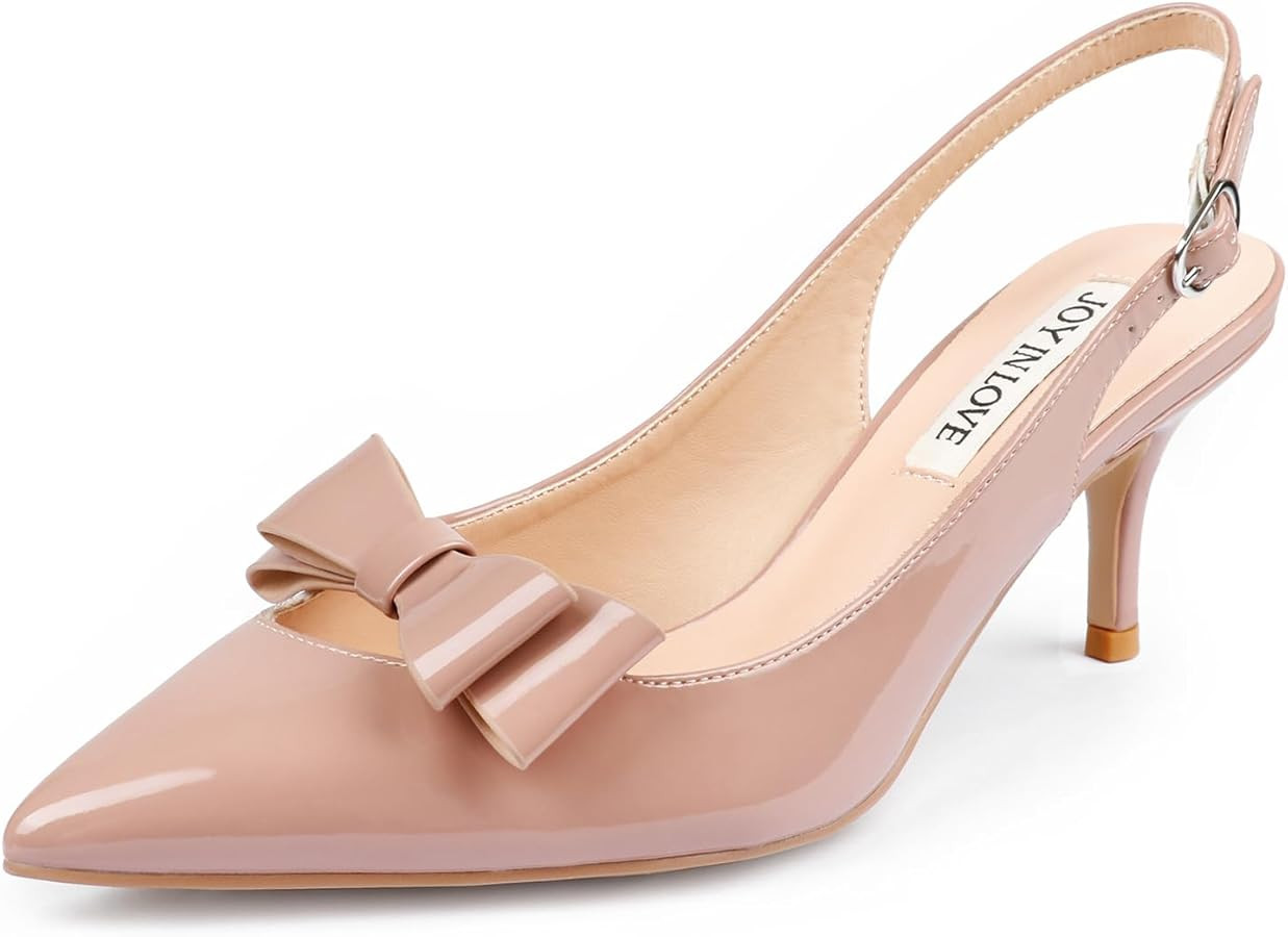 JOY IN LOVE Kitten Heels for Women Slingback Pumps Sandals Pointy Toe Pumps | Amazon (US)