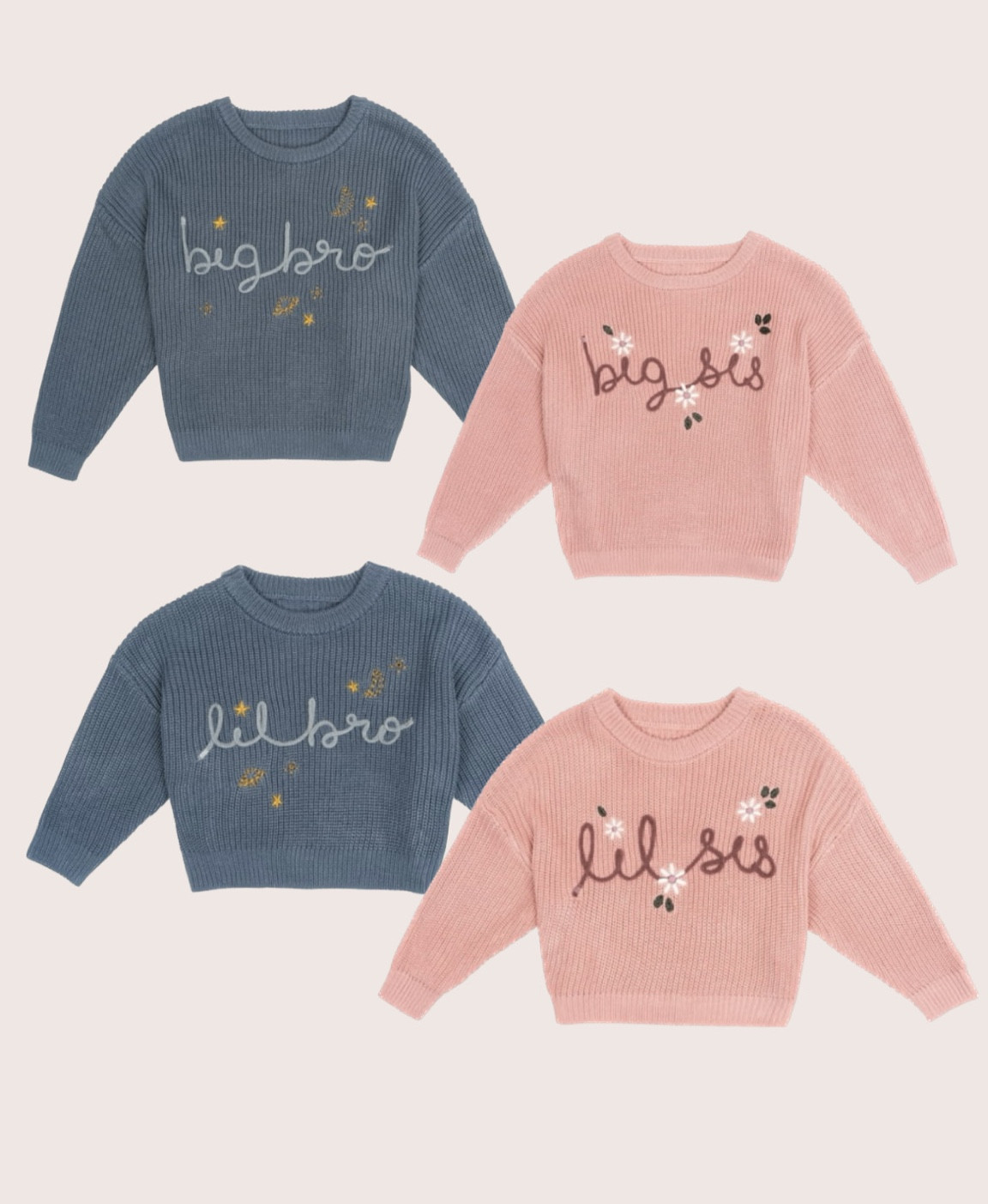 embroidered sweaters 
big sis lil sis
big bro lil bro 

#LTKFamily #LTKBaby #LTKKids