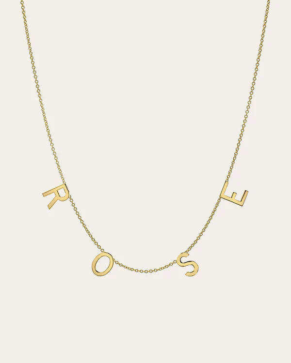 14k Gold Spaced Initial Necklace | Zoe Lev Jewelry
