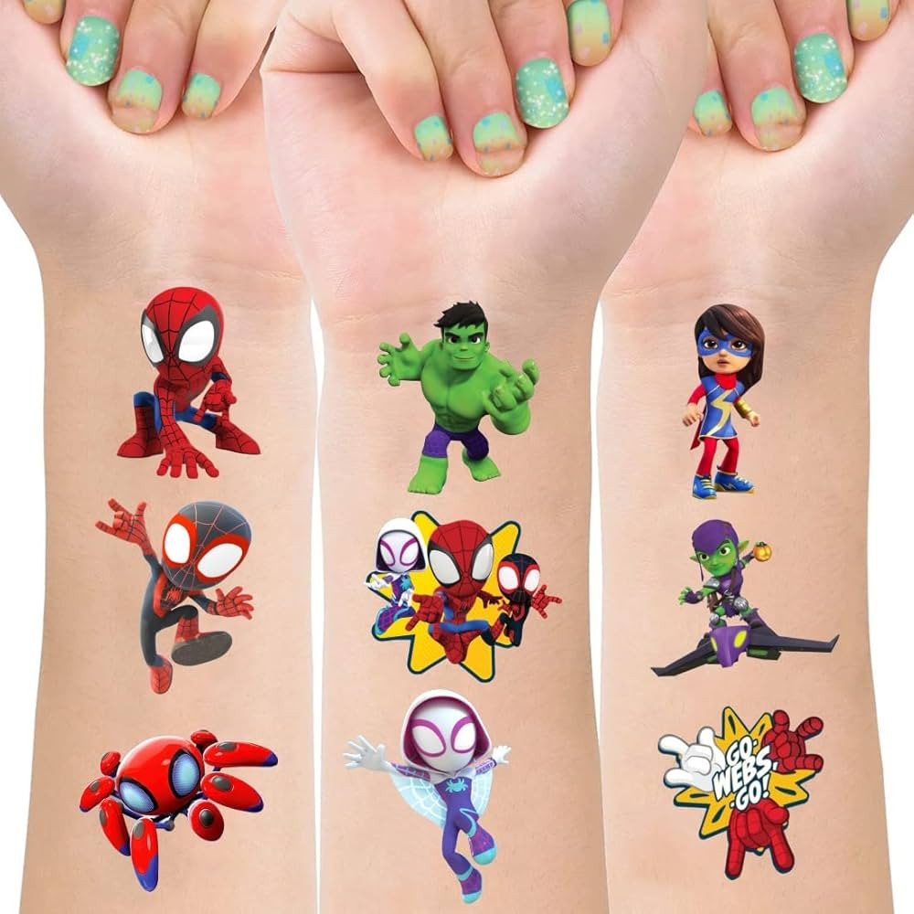 8 Sheets Spider and Friends Temporary Tattoos for Kids, Spider and Friends Birthday Party Supplie... | Amazon (US)