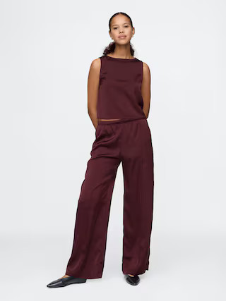 Mid Rise Recycled Satin Seamed Pants | Gap (US)