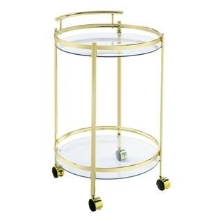 Coaster Home Furnishings Chrissy Brass Round Glass Bar Cart with Wheels 181366 - The Home Depot | The Home Depot