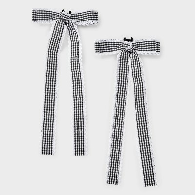 Girls' 2pk Gingham Bow Claw Clip Set - art class™ Black/White: Classic Pattern Hair Styling Acc... | Target