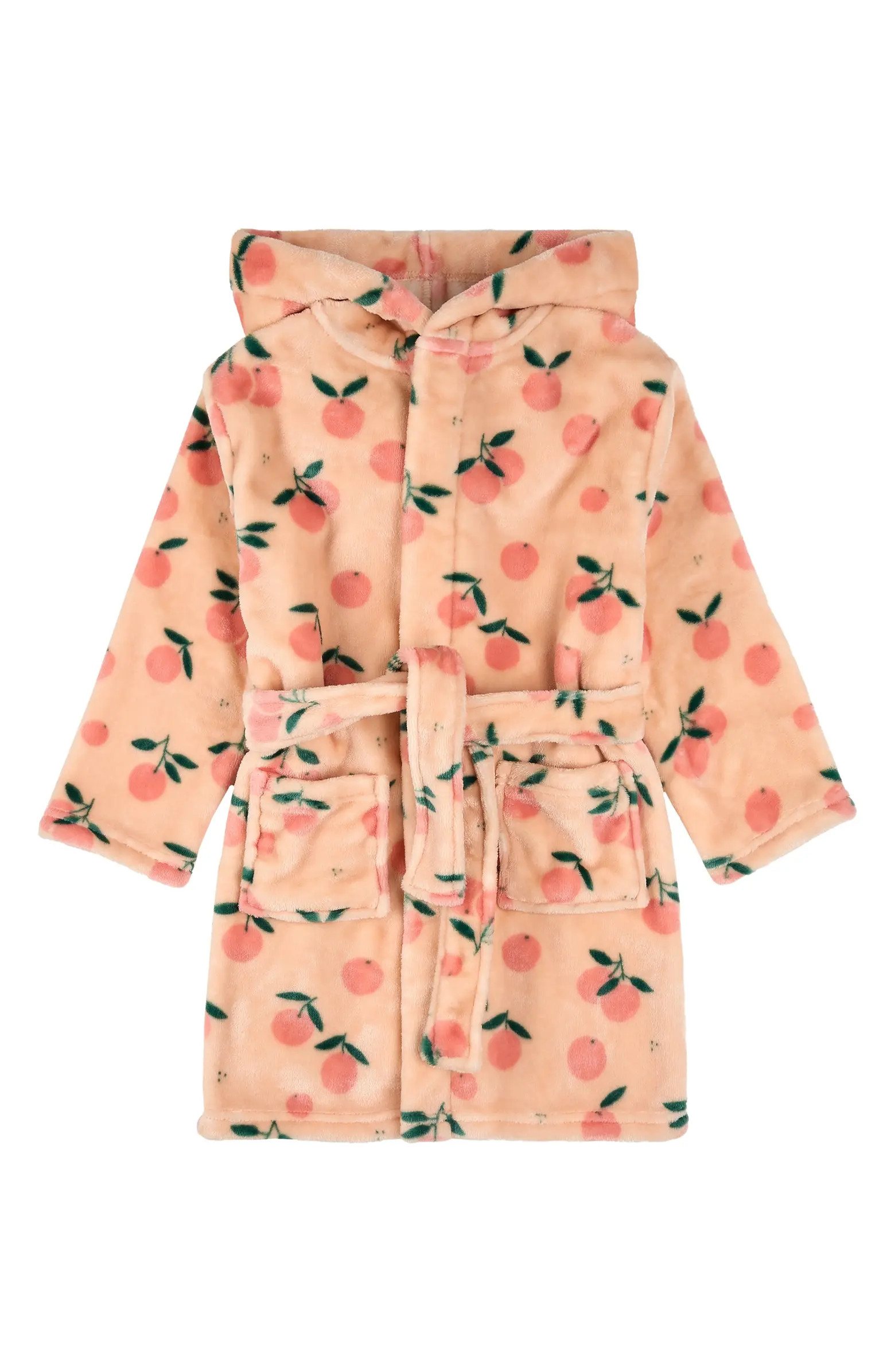 Petit Lem Kids' Orange Print Hooded Fleece Robe | Nordstrom | Nordstrom