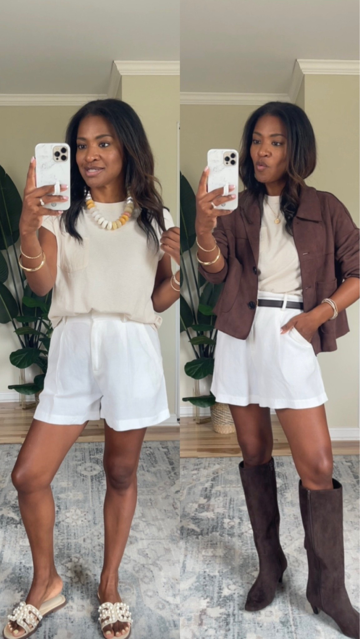 Top: Small
Shorts: Small
Jacket: Medium
Sandals: Size 9
Boots: Size 9

#LTKootd #LTKgrwm #LTKOver40