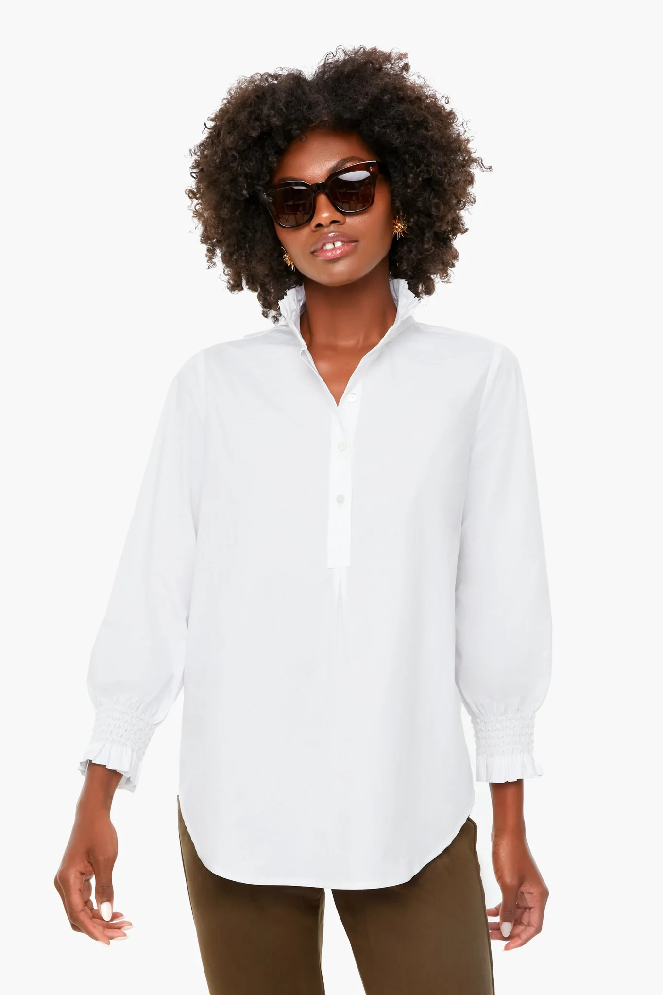White Poplin Teagan Popover Top | Tuckernuck (US)