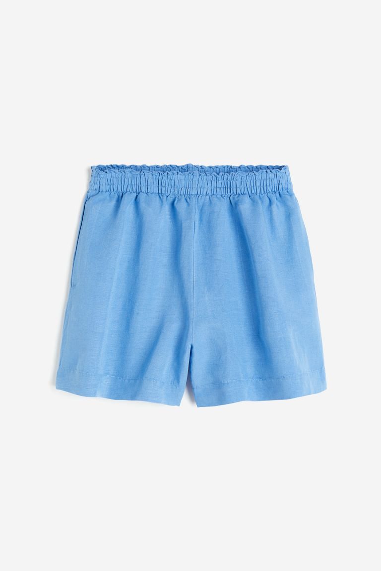Linen-blend Pull-on Shorts - Sky blue - Ladies | H&M US | H&M (US + CA)