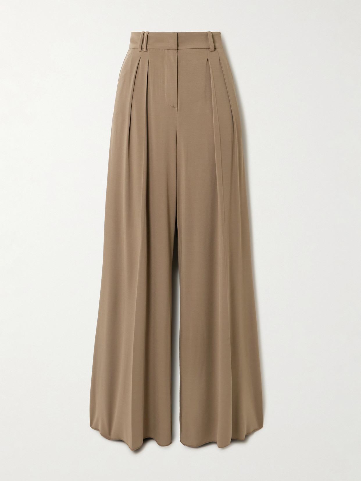 Max Mara - Palanca Pleated Jersey Wide-leg Pants - Brown | NET-A-PORTER (US)
