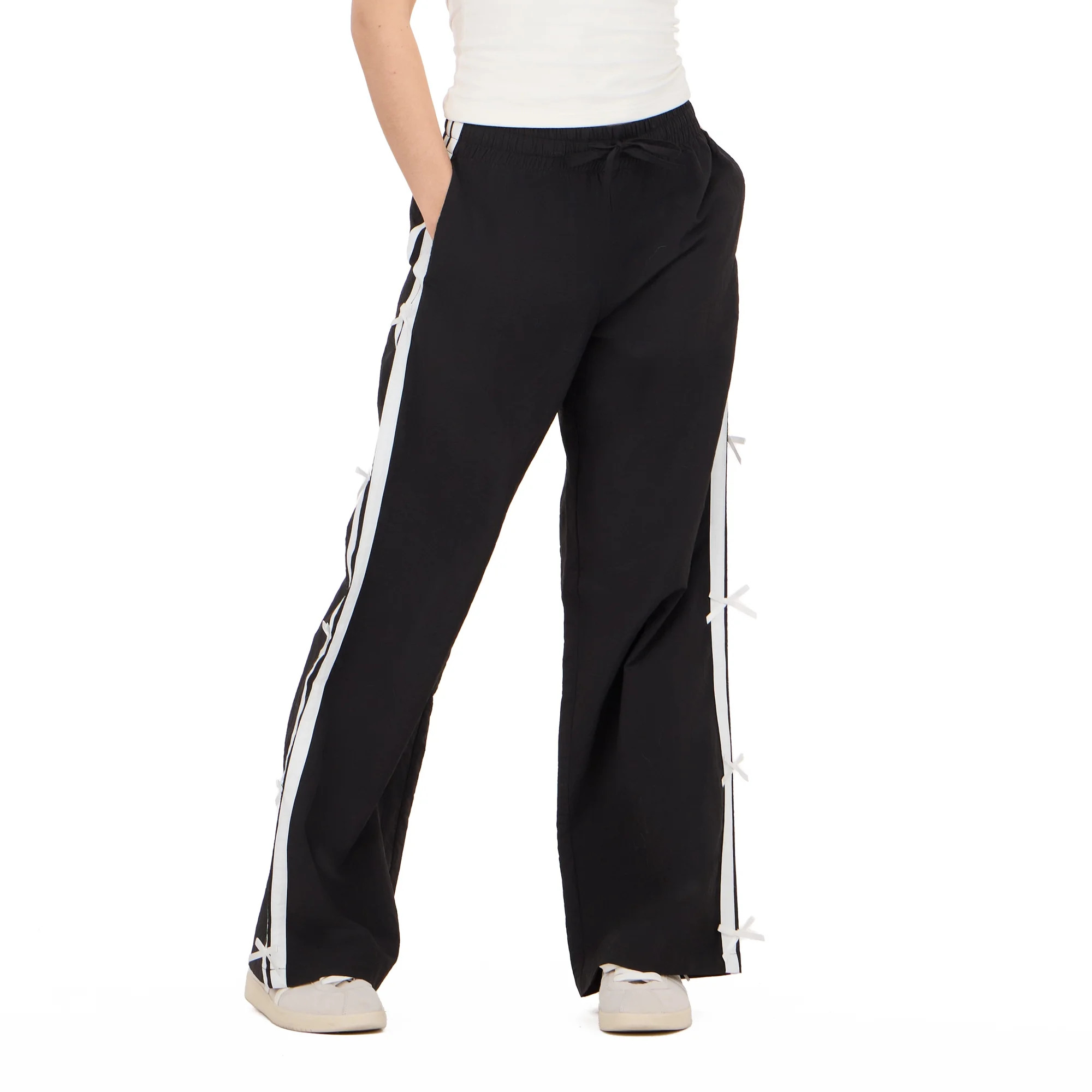 Forever 21 Women's Nylon Wide Leg Pant with Side Stripes, Sizes XS-XL | Walmart (US)