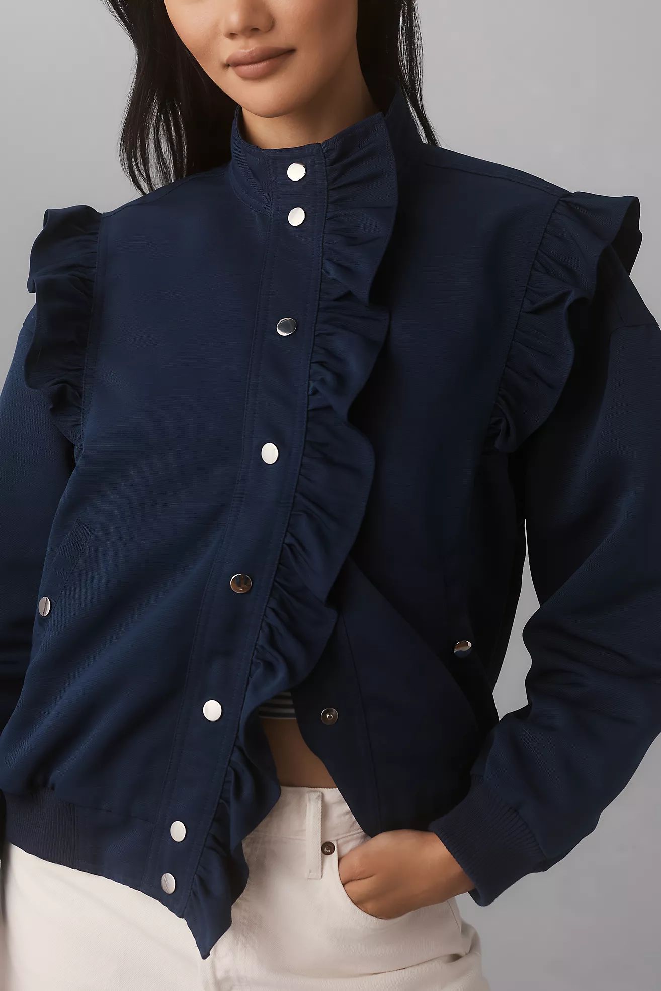 Maeve Ruffle Bomber Jacket | Anthropologie (US)