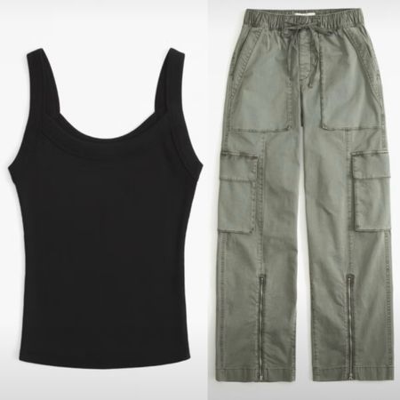 Casual outfit. Tank. Cargo pants. Wide leg pants. Flip flops. Abercrombie. 

#LTKTravel #LTKShoeCrush #LTKFindsUnder100