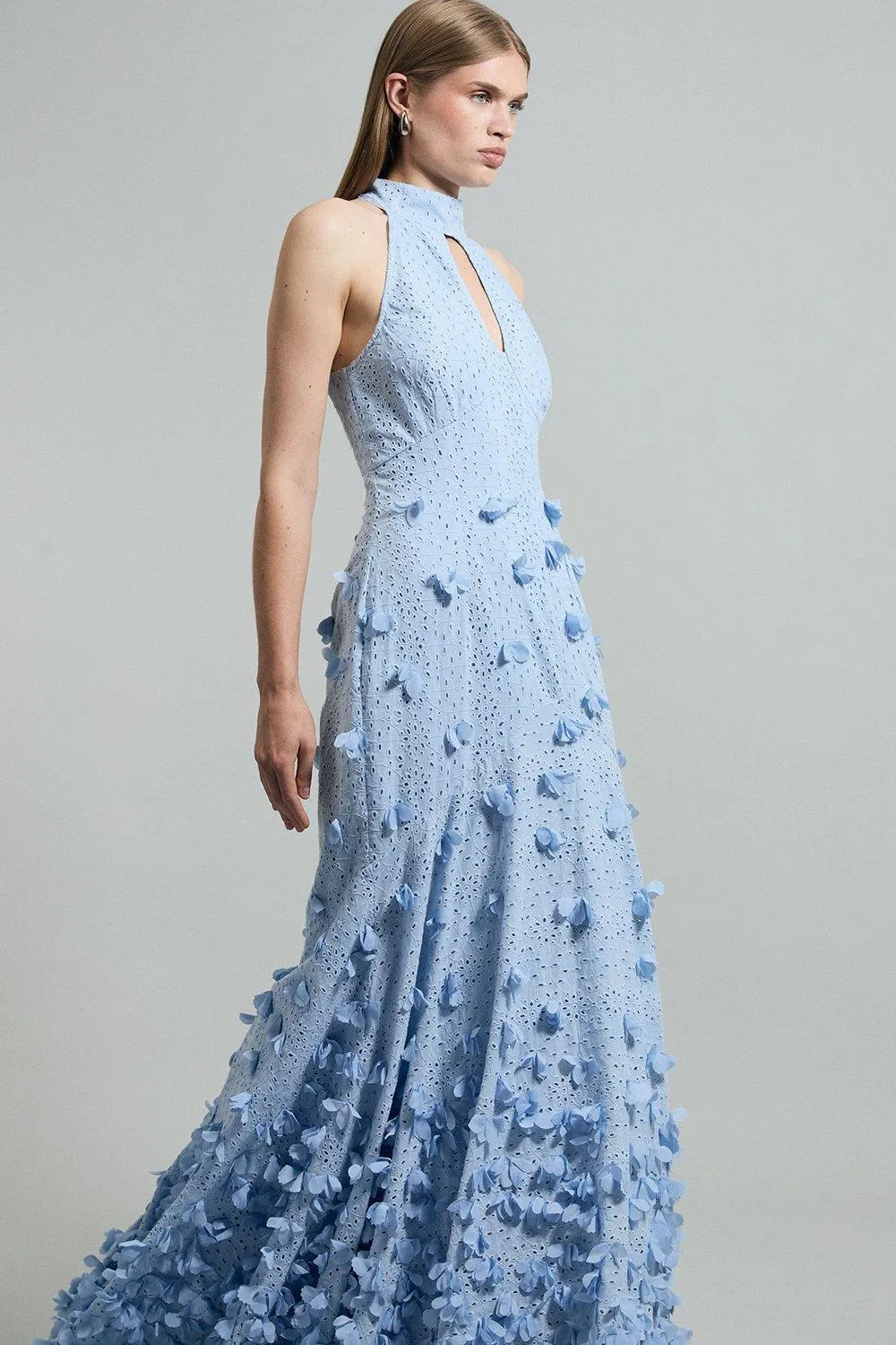 Petal Applique Embellished Broderie Rosette Maxi Dress | Karen Millen UK + IE + DE + NL