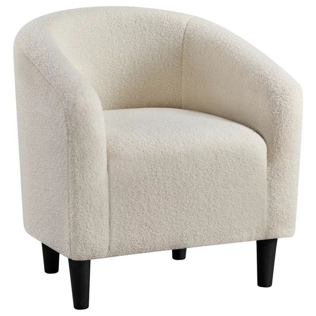 Easyfashion Upholstered Barrel Accent Chair, Ivory - Walmart.com | Walmart (US)