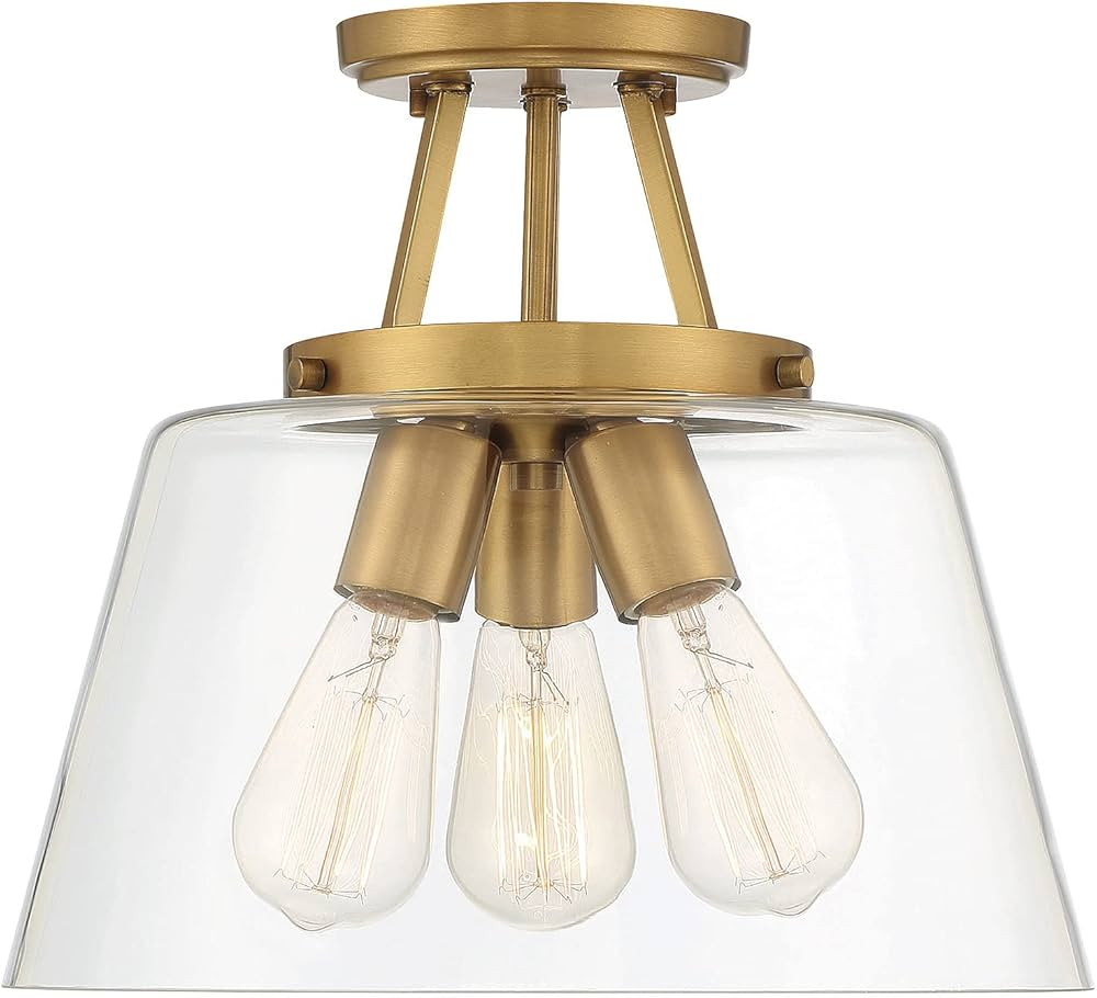 Savoy House 6-1024-3-322 Calhoun 3-Light Ceiling Light in Warm Brass (13" W x 12" H) | Amazon (US)