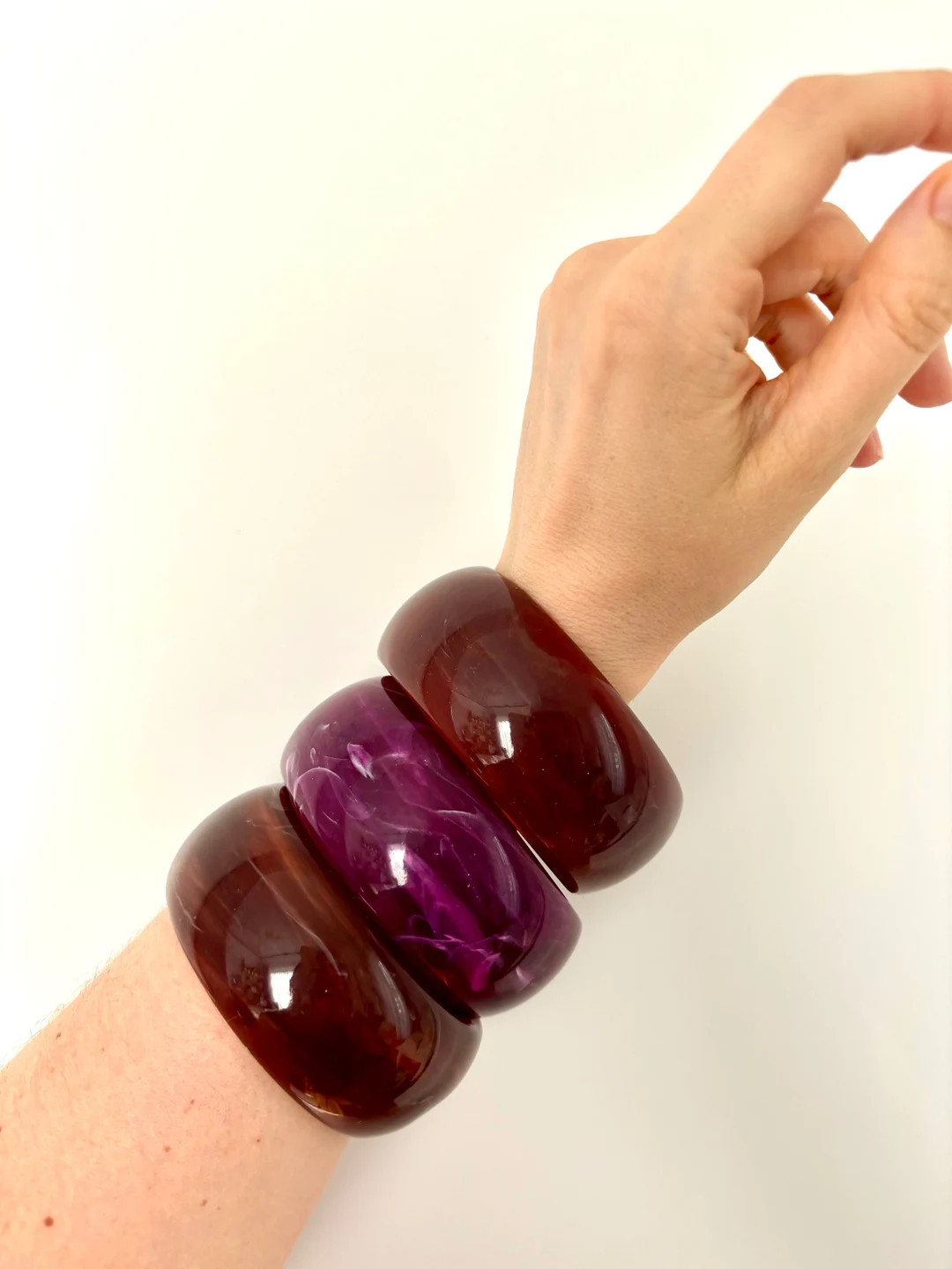 Brown purple vintage  bracelet vintage jewellery   40 s, 50 s style bangles-vintage carved ,bakel... | Etsy (US)