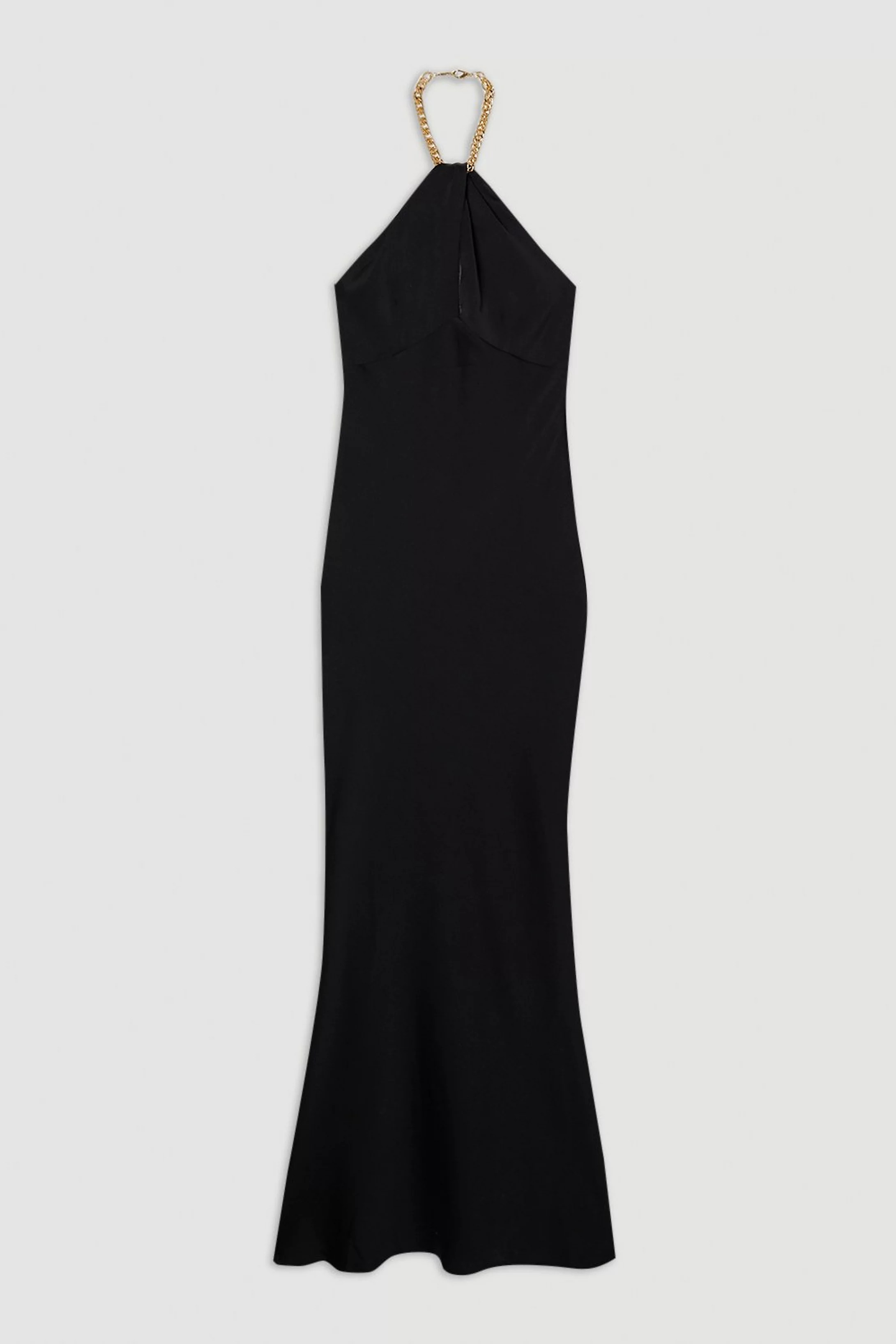 Satin Back Crepe Chain Detail Bias Midi Dress | Karen Millen UK + IE + DE + NL