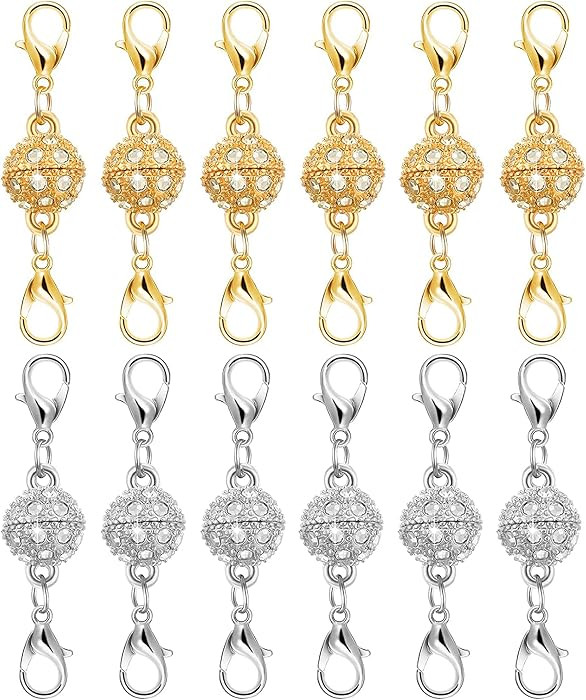 Magnetic Necklace Clasps and Closures, 12PCS Gold & Silver Magnetic Lobster Clasp Extenders for N... | Amazon (US)