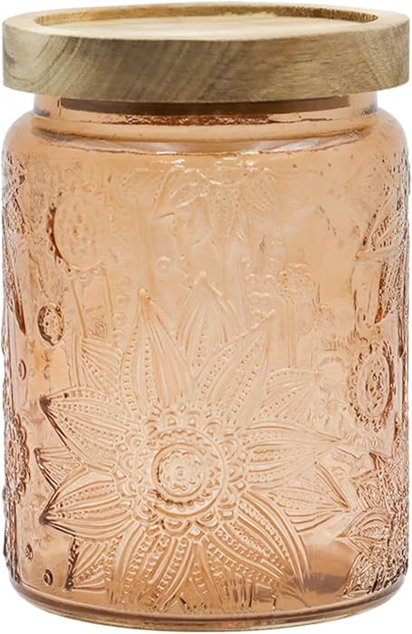 23.7oz Embossed Glass Canister with Airtight Lid, Brown Vintage Storage Jar | Amazon (US)
