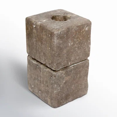 Springdale Grey Travertine Streaked Candle Holder Med.. | Wayfair North America