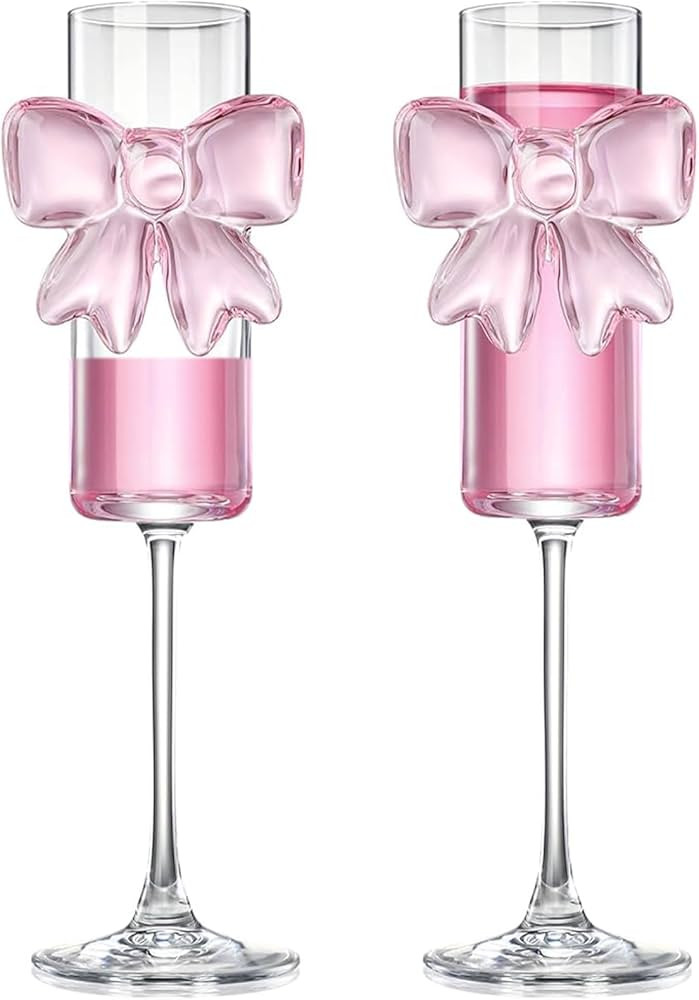 Kokett-160ml Glasbecher, rosa Schleife, Champagner, klare Gläser, Wein, Cocktails, Gläser für ... | Amazon (DE)