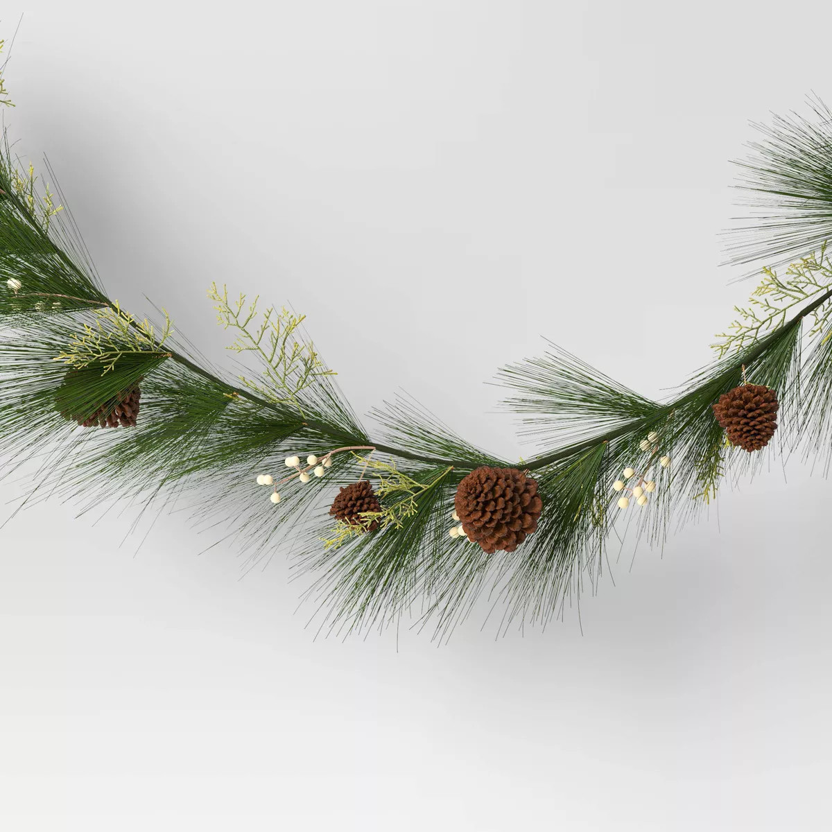 6' Unlit Artificial Pine Christmas Garland with White Berries & Pinecones Green - Wondershop™ | Target