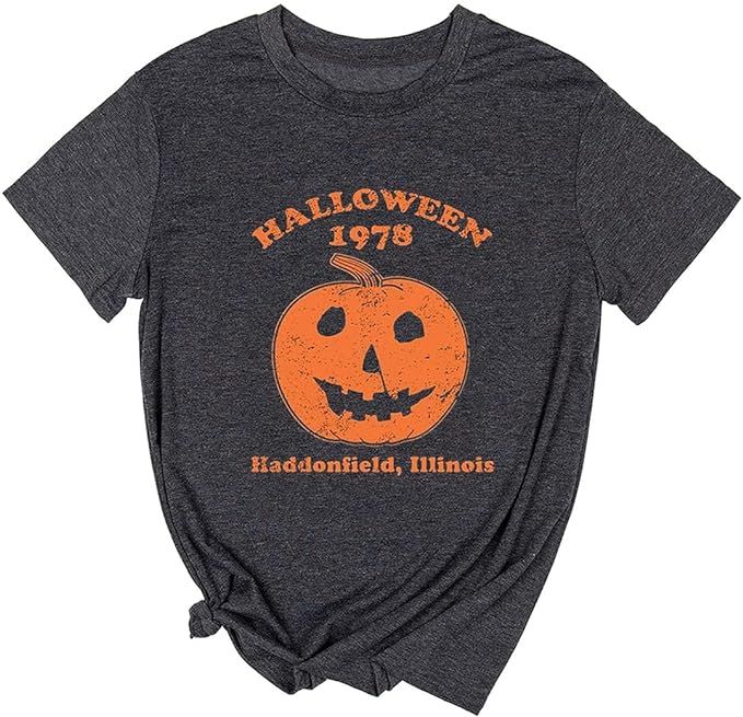 Yimoya Pumpkin Halloween 1978 T Shirt Womens Vintage Horror Movie Michael Myers Graphic Tees | Amazon (US)