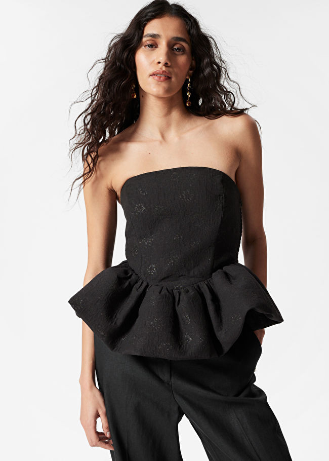 Bandeau Peplum Jacquard Top | & Other Stories UK
