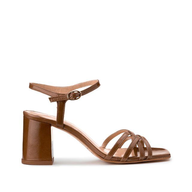 Victorine Leather Block Heel Sandals | La Redoute (UK)