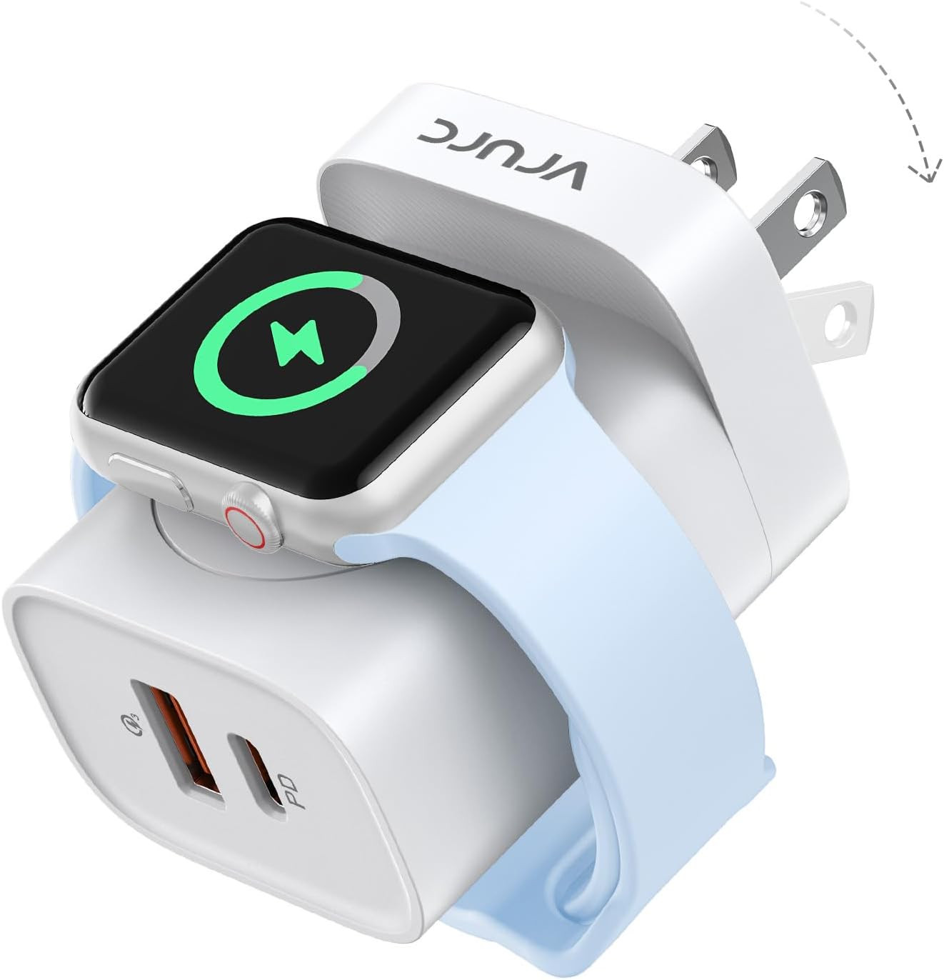 VRURC Charger for iPhone & Apple Watch, 20W USB C Fast Charging Block, 3-in-1 Compact Travel Adap... | Amazon (US)