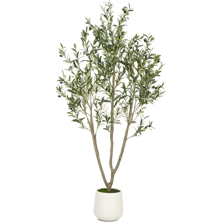 Olive Trees Artificial Indoor, 6FT Tall Faux Olive Tree with White Tall Planter, Artificial Plant... | Walmart (US)