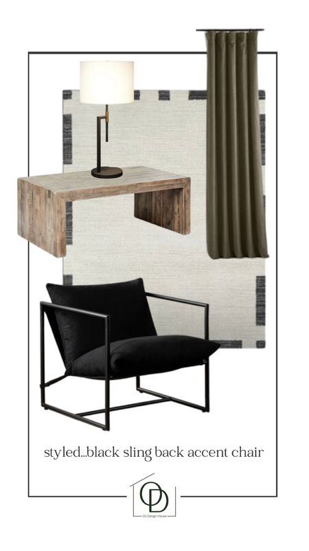 Styled…modern sling back black accent chair

Modern organic home, black accent chair, neutral area rug, black and white area rug, green velvet curtains, reclaimed wood coffee table, black and brass table lamp 

#LTKFind #LTKstyletip #LTKhome