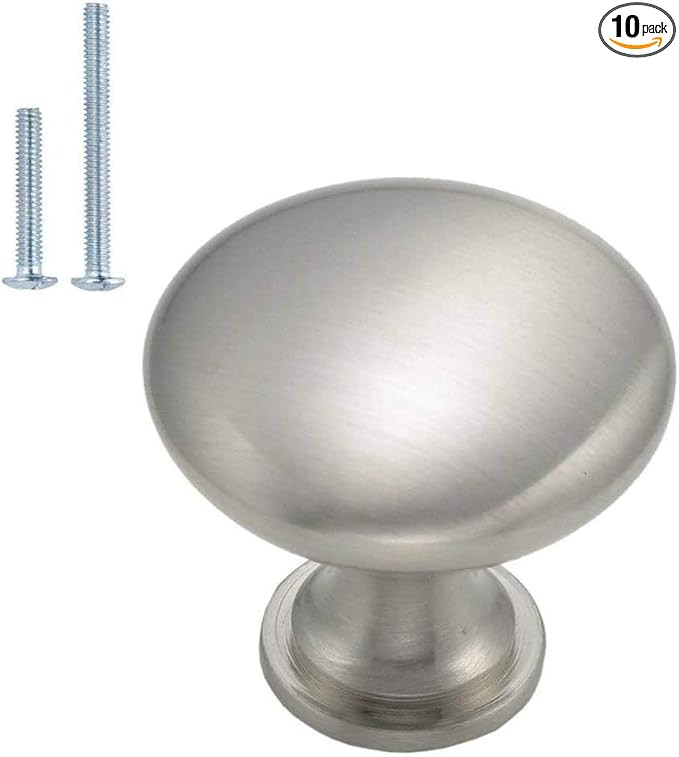 homdiy 10 Pack Brushed Nickel Cabinet Knobs, Single Hole Dresser Pulls, Satin Nickel Knobs, Drawe... | Amazon (US)
